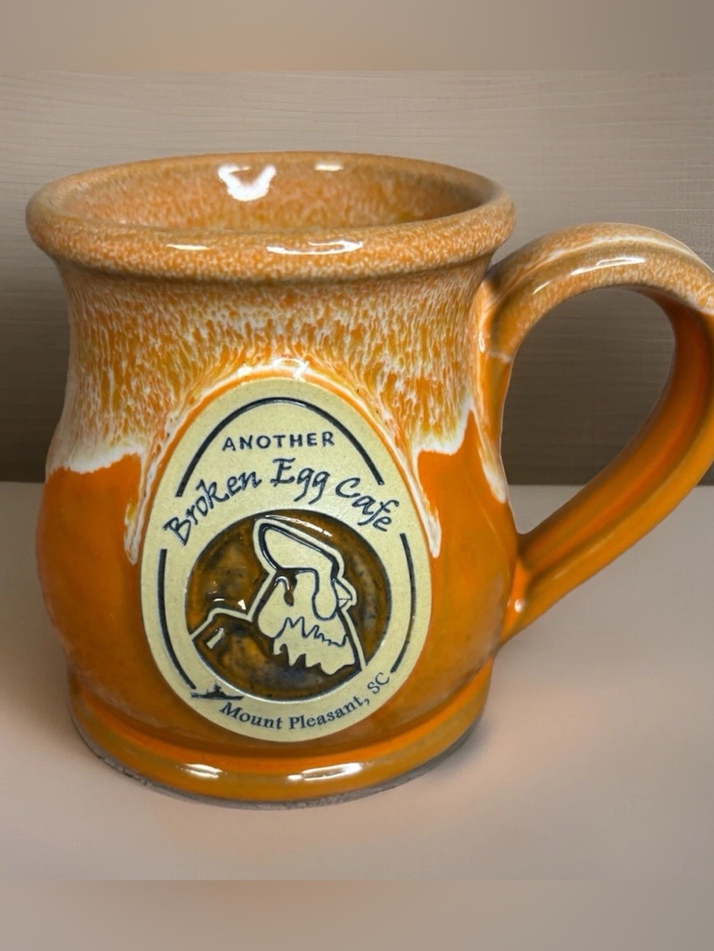 Another Broken Egg Cafe Ceramic Orange Drip Glaze Mug